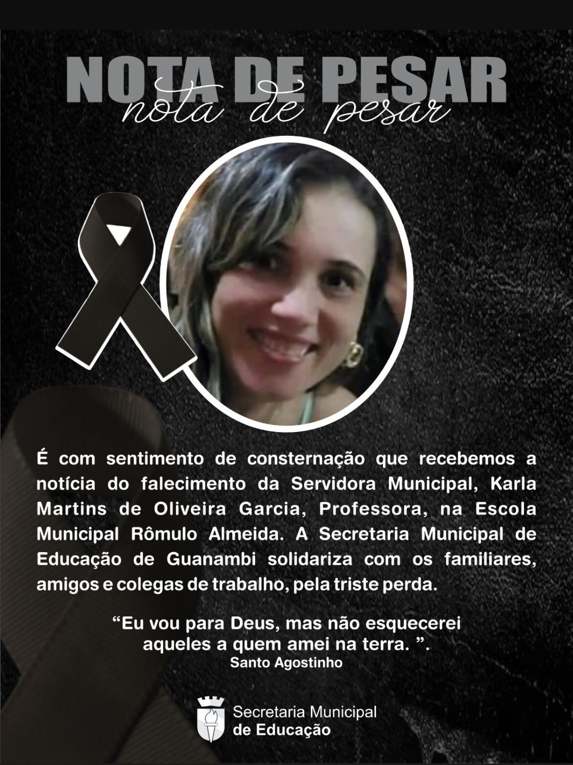 Nota de Pesar Karla Martins de Oliveira Garcia