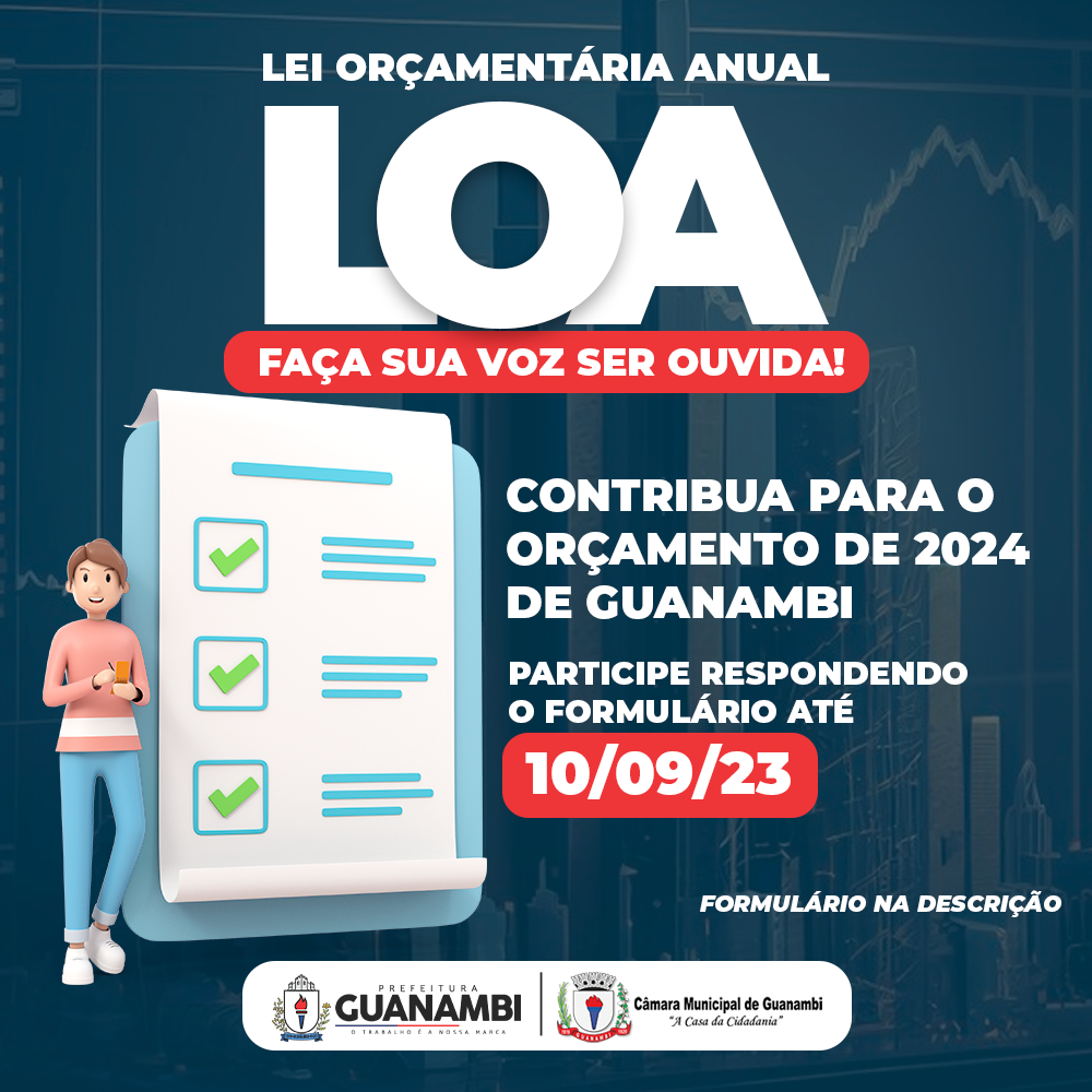 Lei Orçamentária Anual (LOA) de Guanambi está em discussão e comunidade pode participar