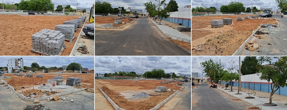 OBRAS - Urbanização da Praça do Colégio Josefina Teixeira de Azevedo continua avançando em sua execução