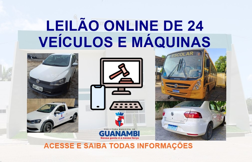 Prefeitura de Guanambi realiza nesta quinta (18), leilão online de 24 veículos; veja a relação dos lotes e como participar