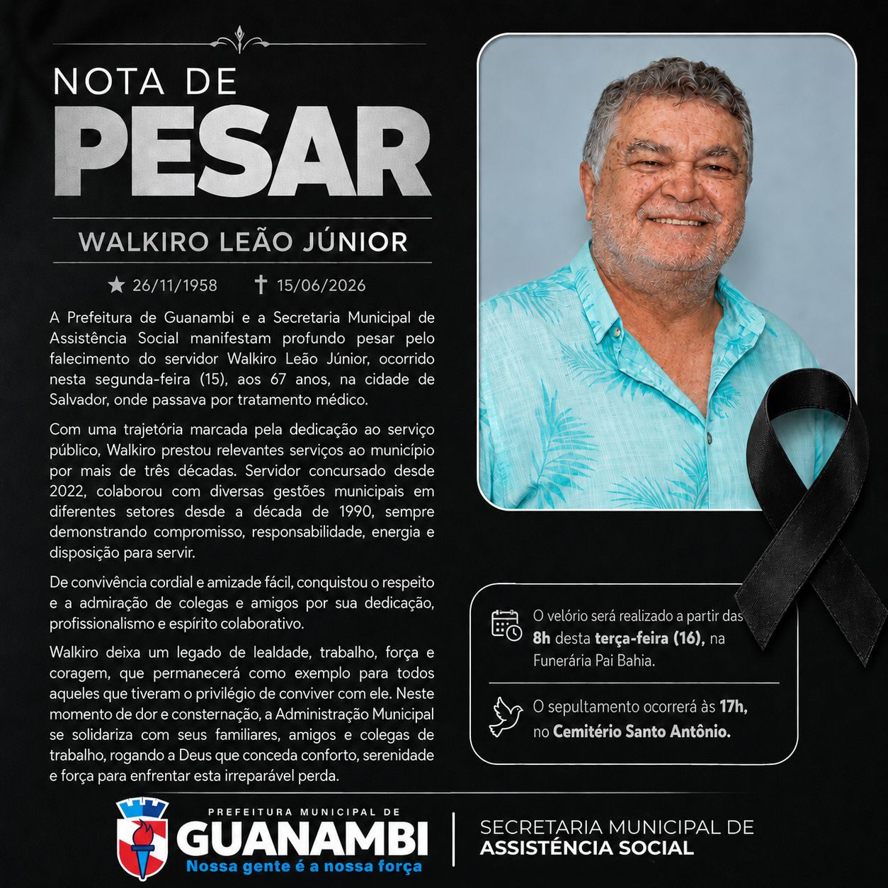 NOTA OFICIAL DE PESAR WALKIRO LEÃO JÚNIOR