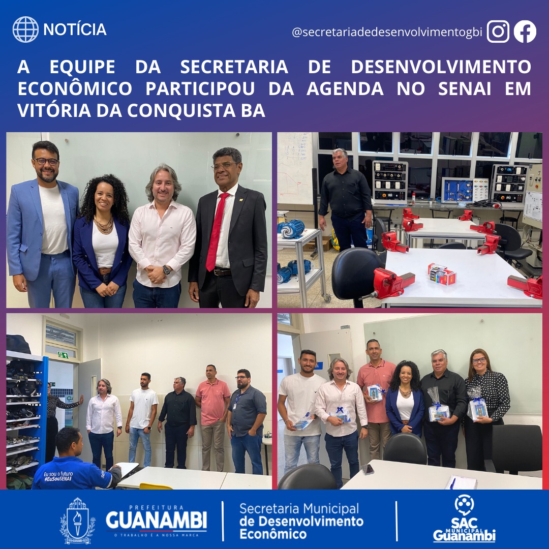 A equipe da secretaria de desenvolvimento econômico participou da agenda no SENAI em Vitória da Conquista - BA