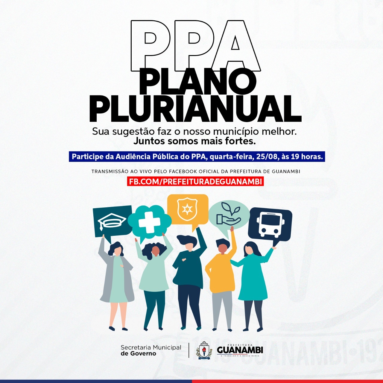 Audiência Pública do Plano Plurianual será transmitida nesta quarta (25), pelas redes sociais da Prefeitura e Câmara de Vereadores de Guanambi