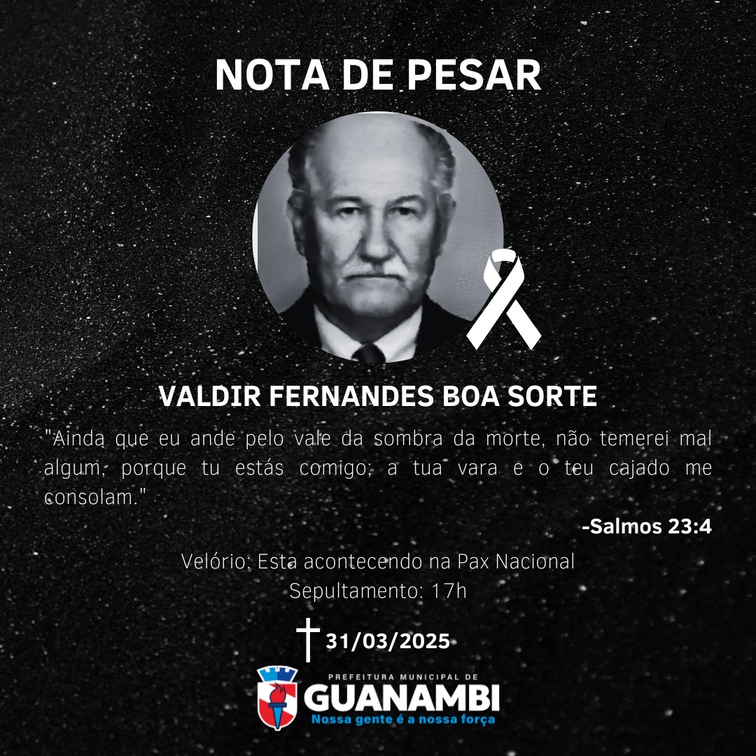 NOTA DE PESAR - VALDIR FERNANDES BOA SORTE