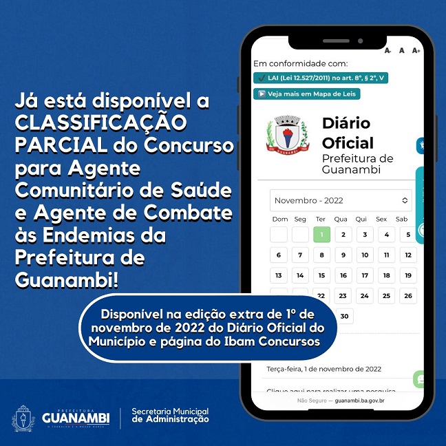 Divulgada a classificação parcial do Concurso para Agente Comunitário de Saúde e Agente de Combate às Endemias da Prefeitura de Guanambi