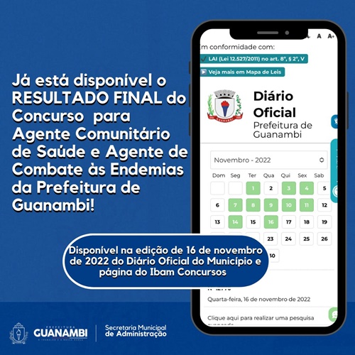 Resultado final do Concurso para Agente Comunitário de Saúde e Agente de Combate às Endemias da Prefeitura de Guanambi já está disponível