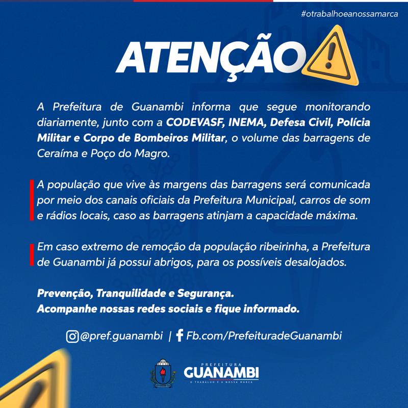 Comunicado Importante para a população de Guanambi
