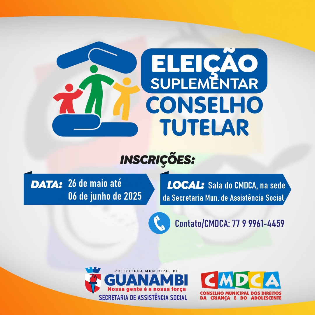 Convocada eleição Suplementar para cargo de Conselheiro Tutelar em Guanambi