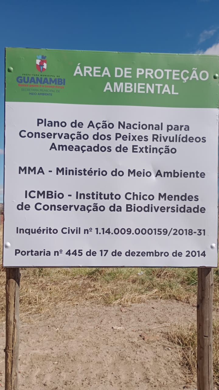 Secretaria de Meio Ambiente reinstala placas sobre ocorrência de pequenos peixes na BR-122