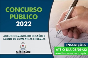 Encerra na próxima segunda (5), o período de inscrições do Concurso Público para Agente Comunitário e de Combate às Endemias de Guanambi; são 86 vagas no total