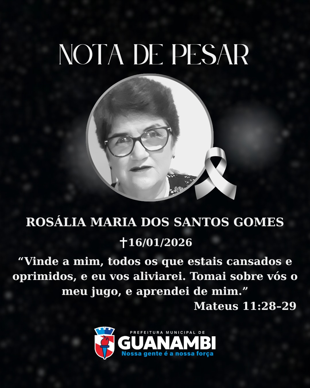 NOTA DE PESAR - Rosália Maria Santos Gomes