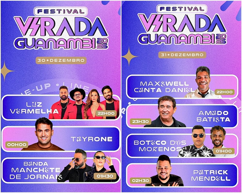 Programação completa com horários dos shows do Festival da Virada