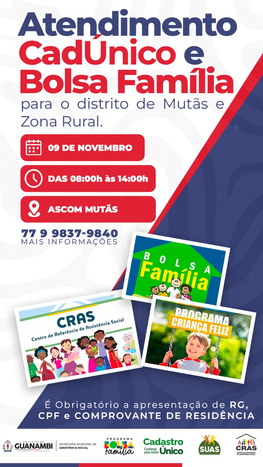 Mutãs - Atendimento itinerante do Cadastro Único e Bolsa Família facilitará atendimento a novos beneficiários