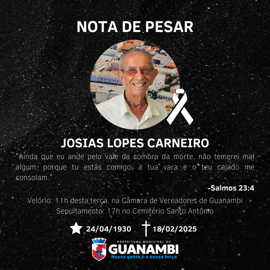 Nota de Pesar - Josias Lopes Carneiro