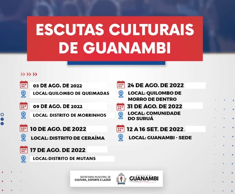 Escutas culturais para construção do Plano Municipal de Cultura vão até setembro em Guanambi