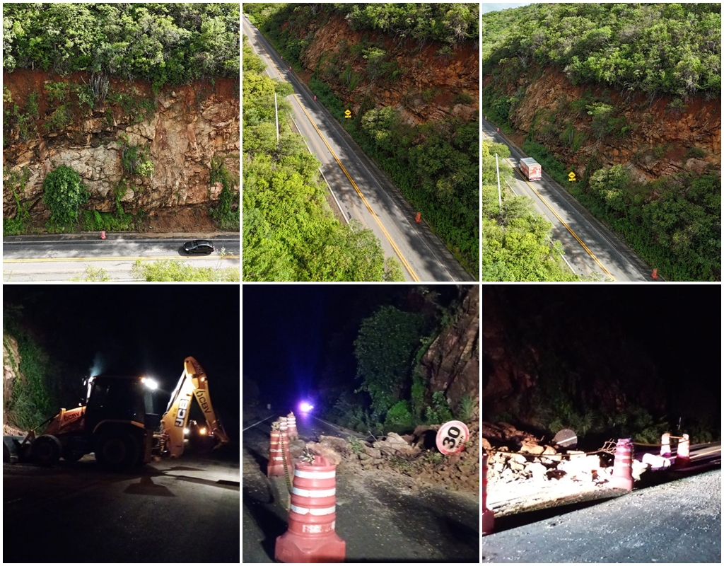 SEINFRA de Guanambi aciona DNIT, dá suporte na liberação da pista e realiza vistoria na Serra dos Brindes após deslizamento de pedras