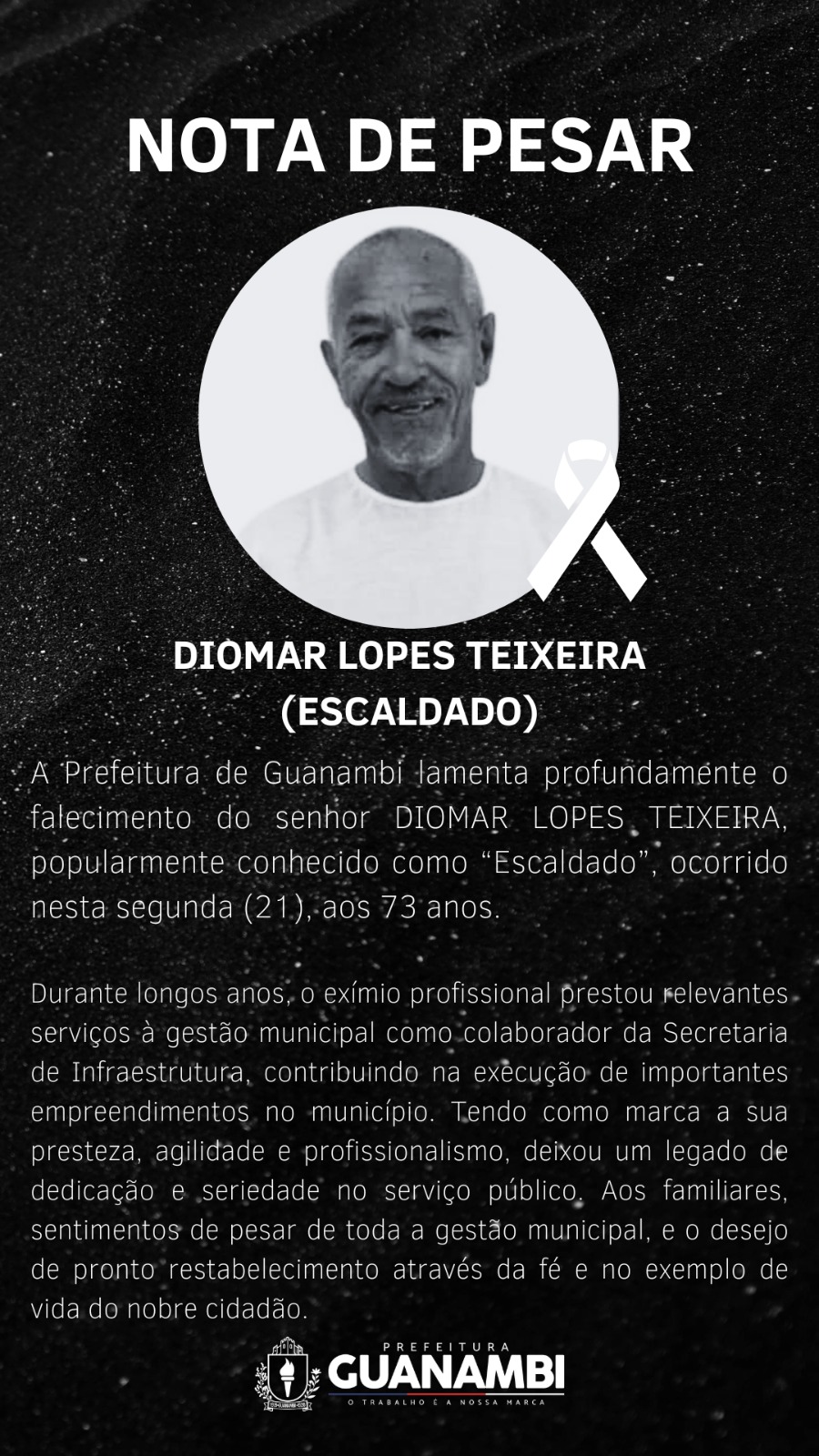 Nota de Pesar Diomar Lopes Teixeira - Escaldado