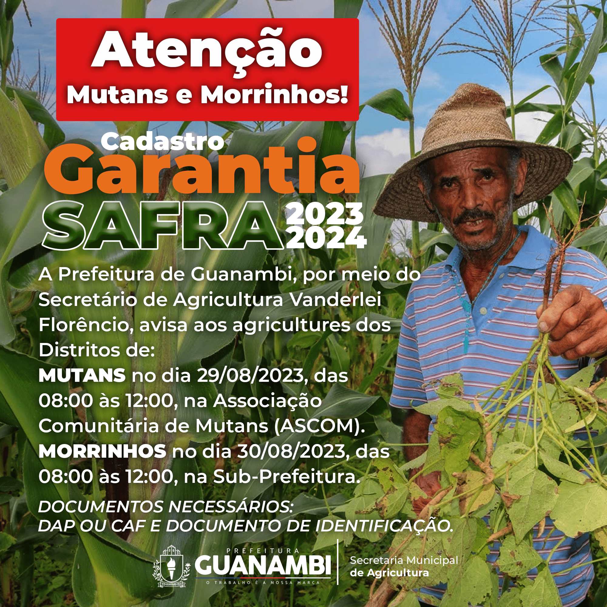 Cadastro Garantia Safra 2023/2024 em Mutans e Morrinhos: Fortalecendo o Futuro Agrícola de Guanambi