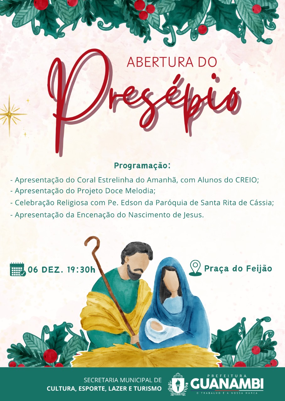 Apresentações culturais e celebração religiosa marcarão abertura do Presépio Natalino de Guanambi, nesta sexta (6), às 19h30
