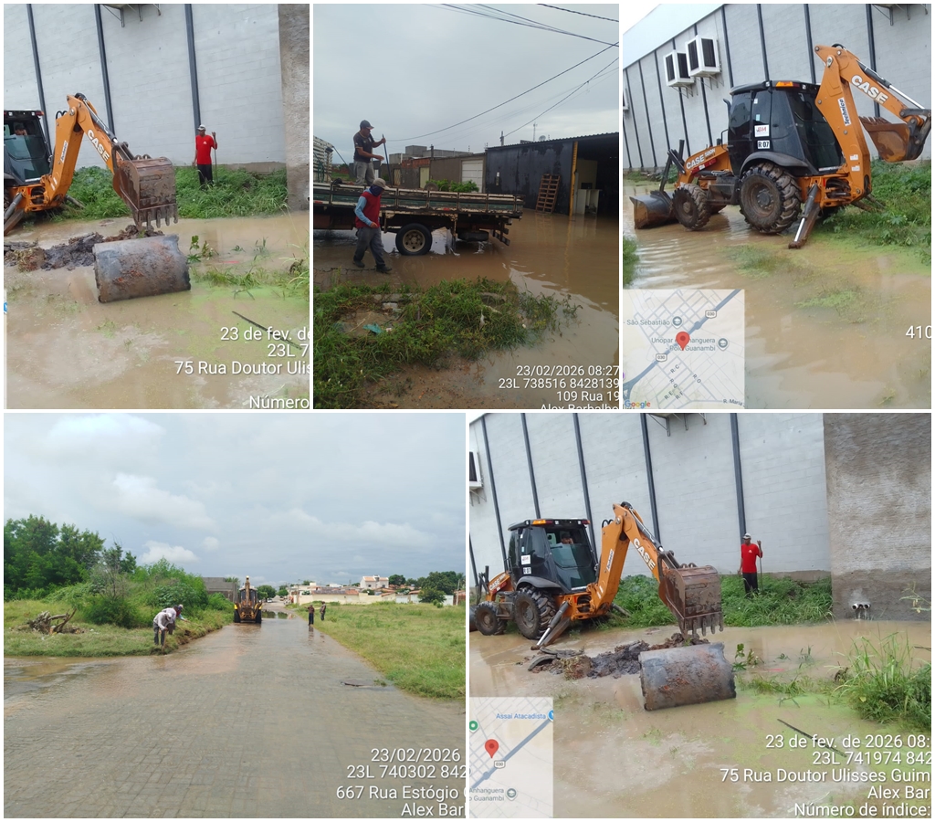 Após mais de 150mm de chuvas em 24h, equipes da SEINFRA realizam operações para conter alagamentos em vários bairros