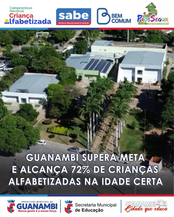 Guanambi supera meta e alcança 72% de crianças alfabetizadas na idade certa