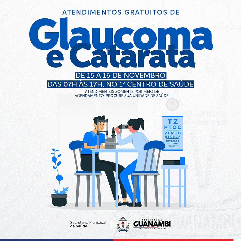 Secretaria de Saúde oferecerá atendimentos gratuitos de Glaucoma e Catarata nos dias 15 e 16 de novembro