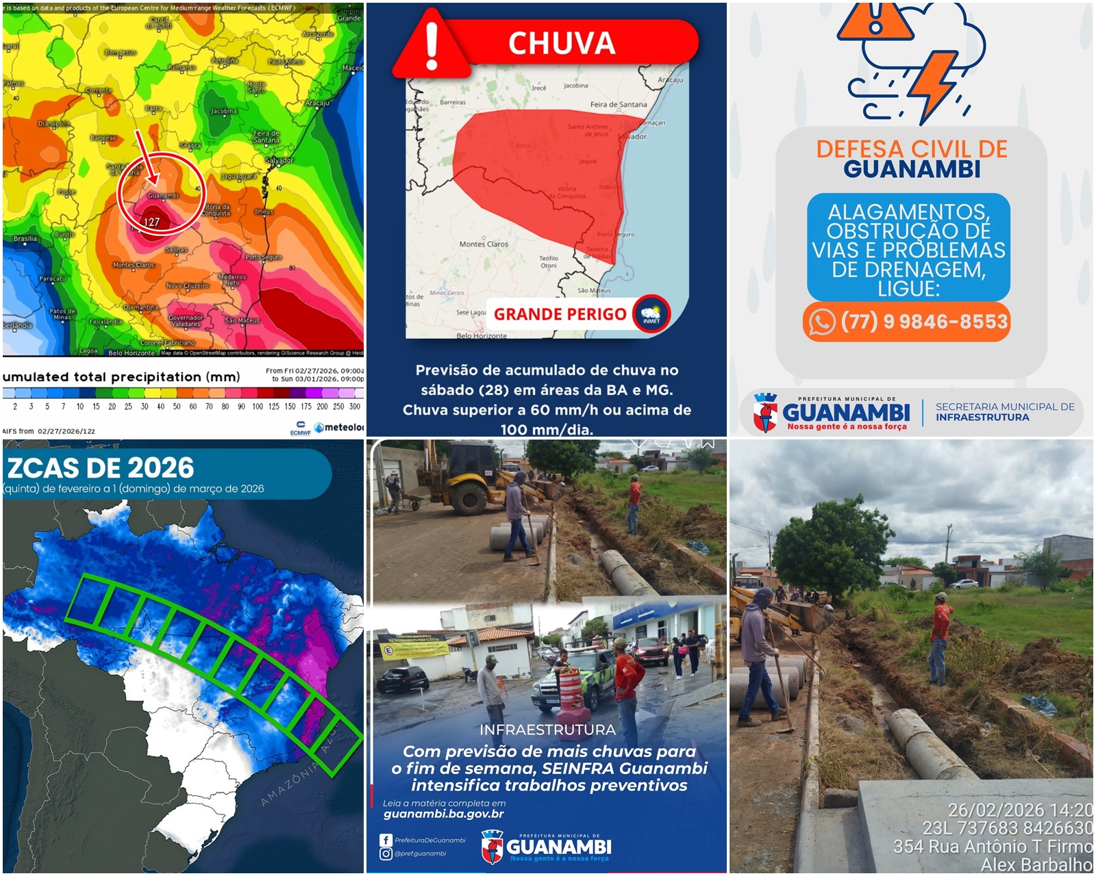 SEINFRA: Com previsão de temporais, Prefeitura de Guanambi entra em alerta máximo e mobiliza equipes de plantão