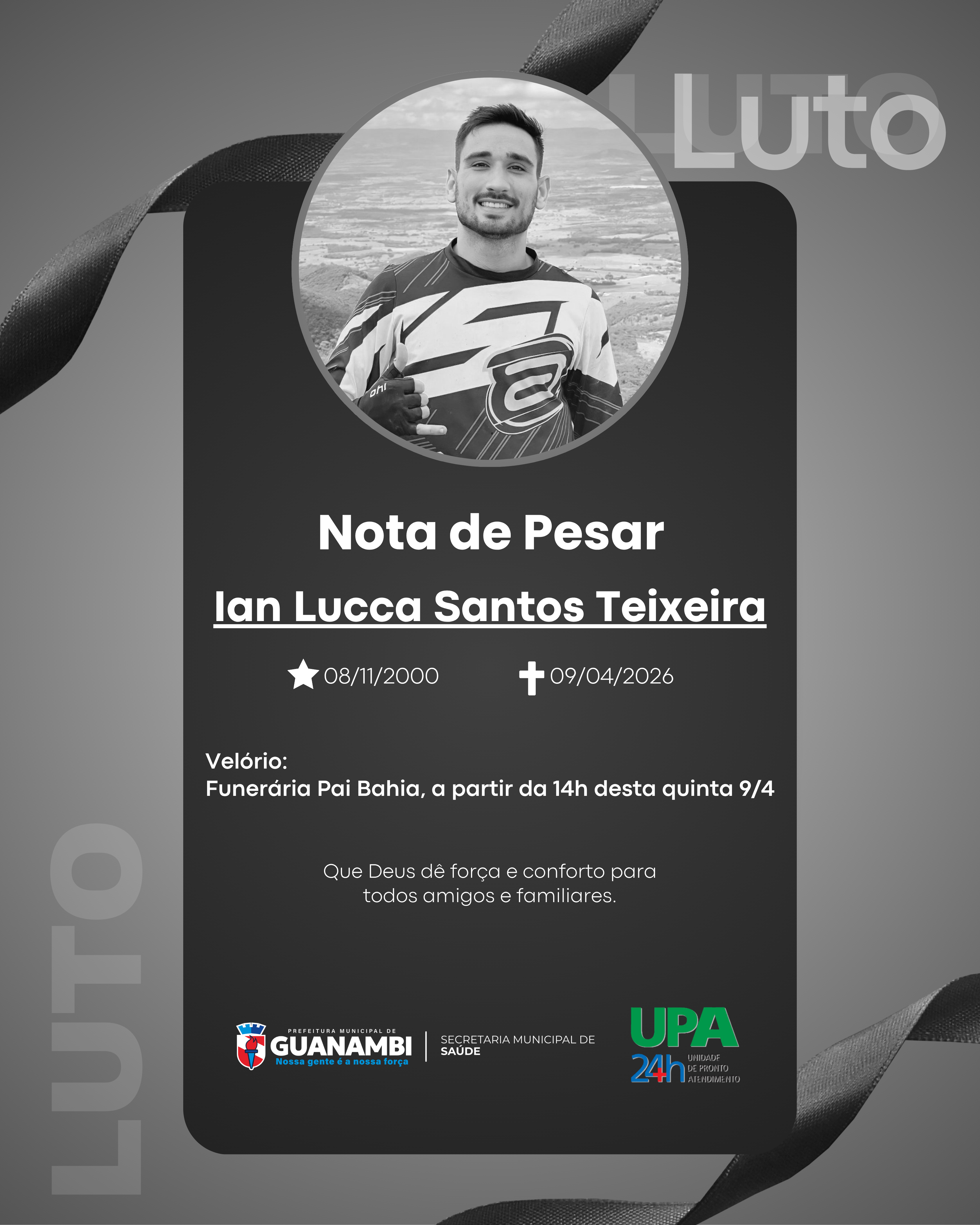 NOTA DE PESAR - Ian Lucca Santos Teixeira