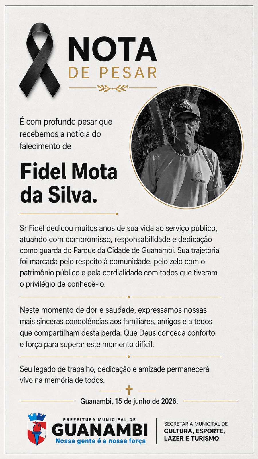 NOTA OFICIAL DE PESAR - Fidel Mota da Silva