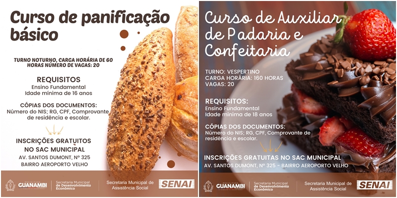 Em parceria com SENAI, Prefeitura de Guanambi lança cursos de panificação e gastronomia