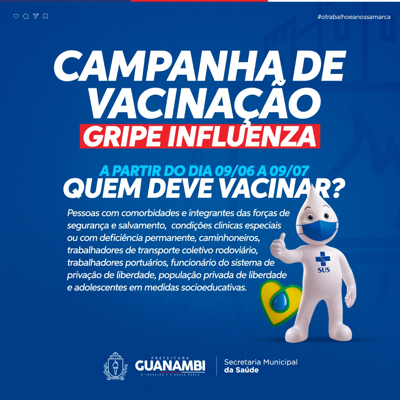 Guanambi inicia 3ª fase da vacinação contra a Gripe Influenza