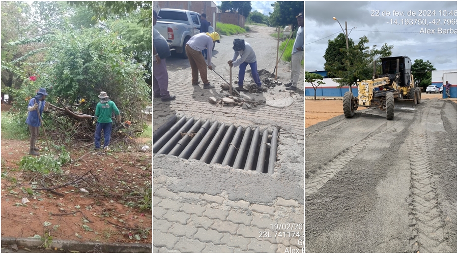 Prefeitura de Guanambi intensifica ações de limpeza urbana e solução emergencial dos danos causados pelas chuvas nesta semana