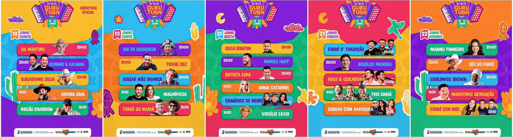 Grade completa com horários das atrações musicais do São João do Gurutuba 2025
